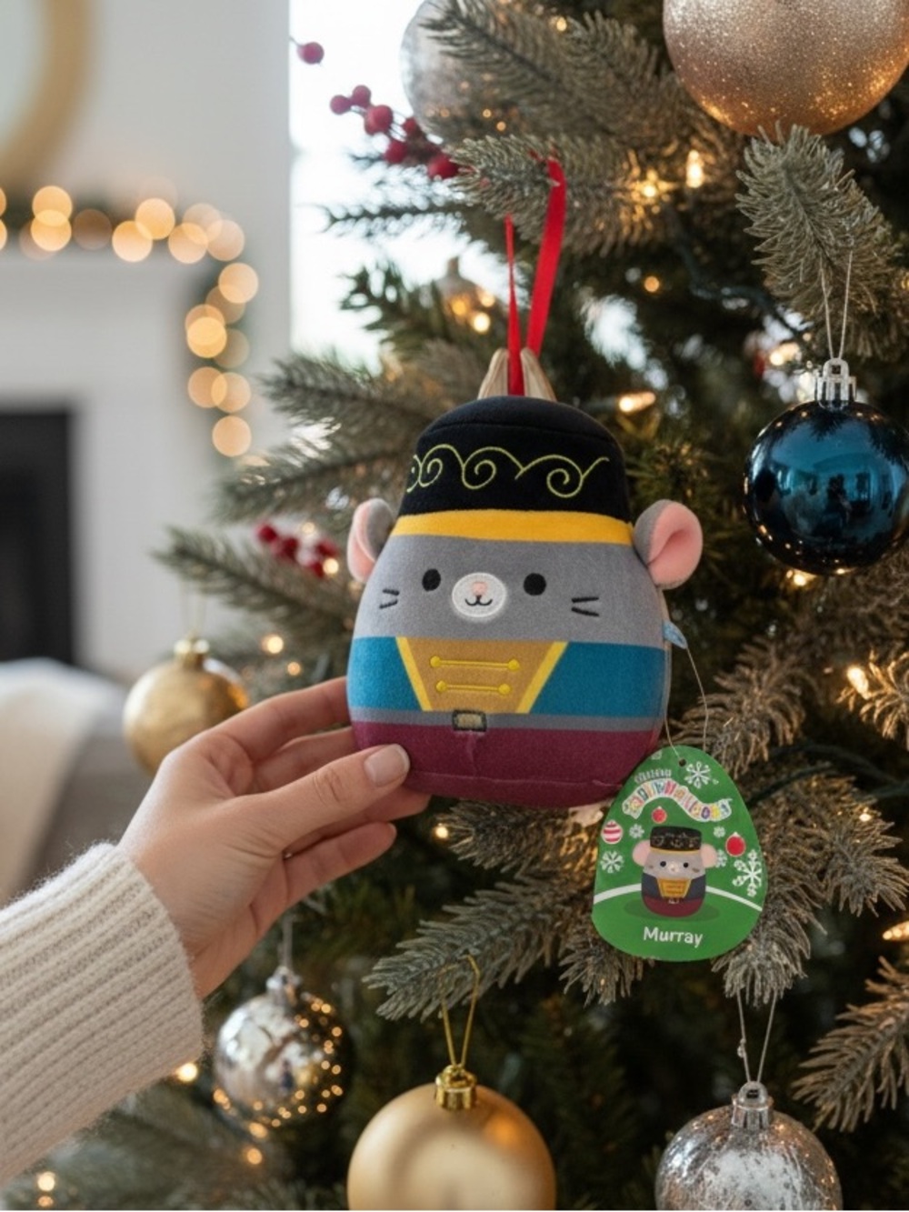 Squishmallows Murray the Christmas Mouse to hang on your tree